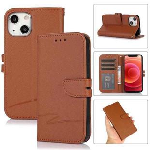 For iPhone 13 Pro Cross Texture Horizontal Flip Leather Phone Case (Brown)