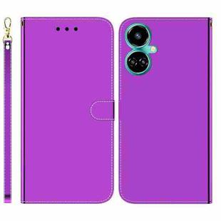 For Tecno Camon 19 Imitated Mirror Surface Horizontal Flip Leather Phone Case(Purple)