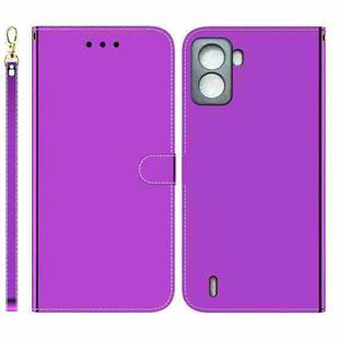 For Tecno Pop 6 No Fingerprints Imitated Mirror Surface Horizontal Flip Leather Phone Case(Purple)