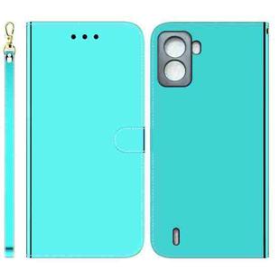 For Tecno Pop 6 No Fingerprints Imitated Mirror Surface Horizontal Flip Leather Phone Case(Mint Green)