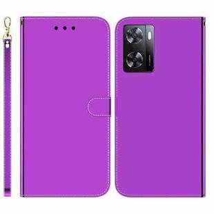 For OPPO A57 2022 4G/A57 2022 5G/Realme Q5i/Realme V23 5G/Realme Narzo 50 5G/A77 5G Imitated Mirror Surface Horizontal Flip Leather Phone Case(Purple)