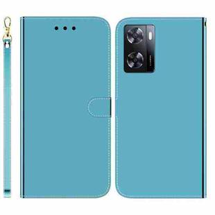 For OPPO A57 2022 4G/A57 2022 5G/Realme Q5i/Realme V23 5G/Realme Narzo 50 5G/A77 5G Imitated Mirror Surface Horizontal Flip Leather Phone Case(Blue)