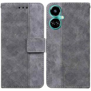 For Tecno Camon 19 Geometric Embossed Leather Phone Case(Grey)