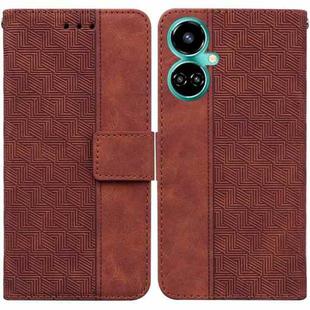 For Tecno Camon 19 Geometric Embossed Leather Phone Case(Brown)