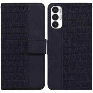 For Tecno Pova 3 LE7 Geometric Embossed Leather Phone Case(Black)