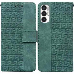 For Tecno Pova 3 LE7 Geometric Embossed Leather Phone Case(Green)