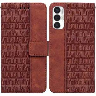 For Tecno Pova 3 LE7 Geometric Embossed Leather Phone Case(Brown)