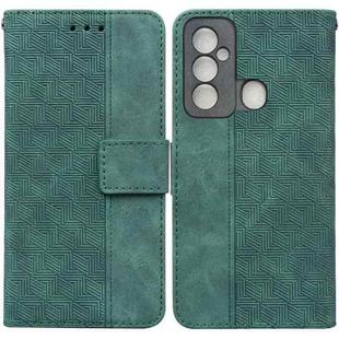 For Tecno Spark 6 GO Geometric Embossed Leather Phone Case(Green)