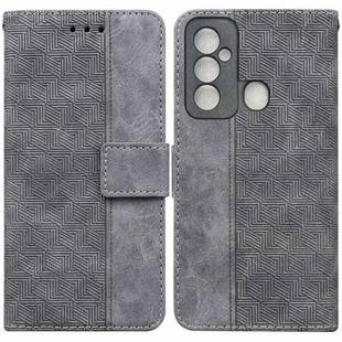 For Tecno Spark 6 GO Geometric Embossed Leather Phone Case(Grey)