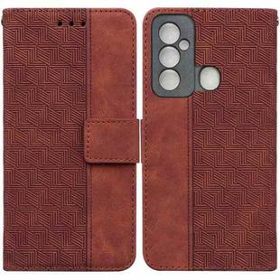 For Tecno Spark 6 GO Geometric Embossed Leather Phone Case(Brown)