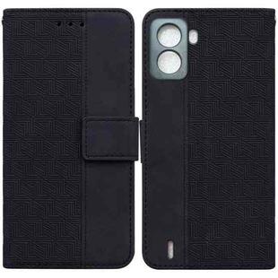 For Tecno Pop 6 No Fingerprints Geometric Embossed Leather Phone Case(Black)