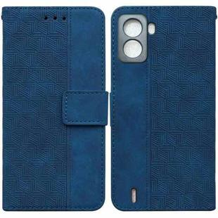 For Tecno Pop 6 No Fingerprints Geometric Embossed Leather Phone Case(Blue)