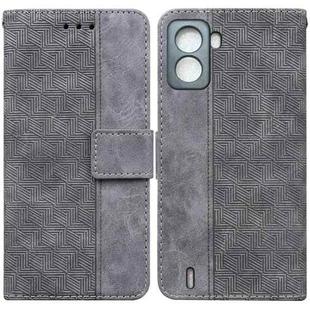 For Tecno Pop 6 No Fingerprints Geometric Embossed Leather Phone Case(Grey)