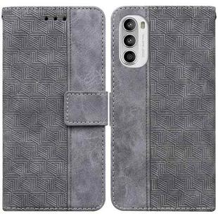 For Motorola Moto G62 5G Geometric Embossed Leather Phone Case(Grey)