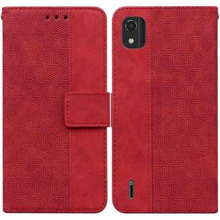 For Nokia C2 2nd Edition Geometric Embossed Leather Phone Case(Red)