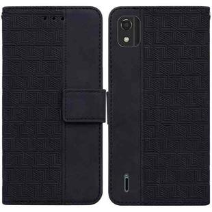 For Nokia C2 2nd Edition Geometric Embossed Leather Phone Case(Black)