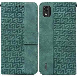 For Nokia C2 2nd Edition Geometric Embossed Leather Phone Case(Green)