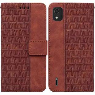 For Nokia C2 2nd Edition Geometric Embossed Leather Phone Case(Brown)