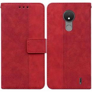 For Nokia C21 Geometric Embossed Leather Phone Case(Red)