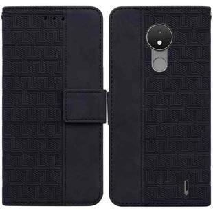 For Nokia C21 Geometric Embossed Leather Phone Case(Black)