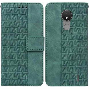 For Nokia C21 Geometric Embossed Leather Phone Case(Green)
