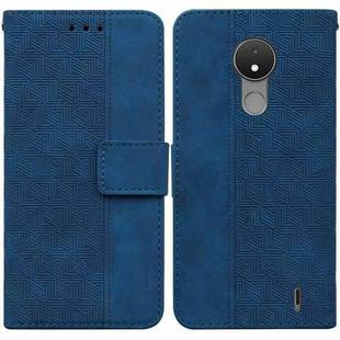 For Nokia C21 Geometric Embossed Leather Phone Case(Blue)