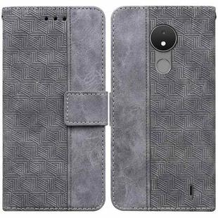 For Nokia C21 Geometric Embossed Leather Phone Case(Grey)