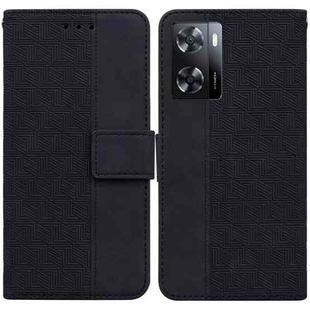 For OPPO A57 2022 4G/A57 2022 5G/Realme Q5i/Realme V23 5G/Realme Narzo 50 5G/A77 5G Geometric Embossed Leather Phone Case(Black)