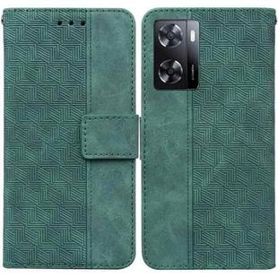 For OPPO A57 2022 4G/A57 2022 5G/Realme Q5i/Realme V23 5G/Realme Narzo 50 5G/A77 5G Geometric Embossed Leather Phone Case(Green)