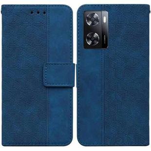 For OPPO A57 2022 4G/A57 2022 5G/Realme Q5i/Realme V23 5G/Realme Narzo 50 5G/A77 5G Geometric Embossed Leather Phone Case(Blue)