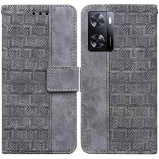 For OPPO A57 2022 4G/A57 2022 5G/Realme Q5i/Realme V23 5G/Realme Narzo 50 5G/A77 5G Geometric Embossed Leather Phone Case(Grey)