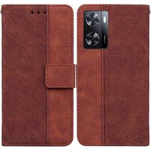 For OPPO A57 2022 4G/A57 2022 5G/Realme Q5i/Realme V23 5G/Realme Narzo 50 5G/A77 5G Geometric Embossed Leather Phone Case(Brown)