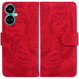 For Tecno Camon 19 Tiger Embossing Pattern Horizontal Flip Leather Phone Case(Red)