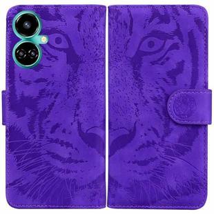 For Tecno Camon 19 Tiger Embossing Pattern Horizontal Flip Leather Phone Case(Purple)