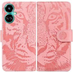 For Tecno Camon 19 Tiger Embossing Pattern Horizontal Flip Leather Phone Case(Pink)