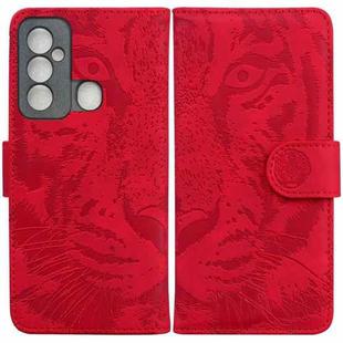 For Tecno Spark 6 GO Tiger Embossing Pattern Horizontal Flip Leather Phone Case(Red)