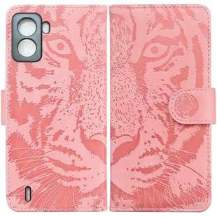 For Tecno Pop 6 No Fingerprints Tiger Embossing Pattern Horizontal Flip Leather Phone Case(Pink)