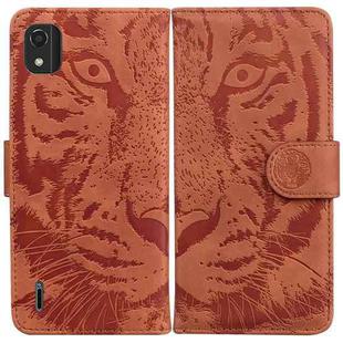 For Nokia C2 2nd Edition Tiger Embossing Pattern Horizontal Flip Leather Phone Case(Brown)