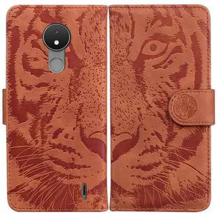 For Nokia C21 Tiger Embossing Pattern Horizontal Flip Leather Phone Case(Brown)