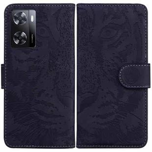 For OPPO A57 2022 4G/A57 2022 5G/Realme Q5i/Realme V23 5G/Realme Narzo 50 5G/A77 5G Tiger Embossing Pattern Horizontal Flip Leather Phone Case(Black)