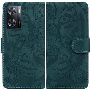 For OPPO A57 2022 4G/A57 2022 5G/Realme Q5i/Realme V23 5G/Realme Narzo 50 5G/A77 5G Tiger Embossing Pattern Horizontal Flip Leather Phone Case(Green)