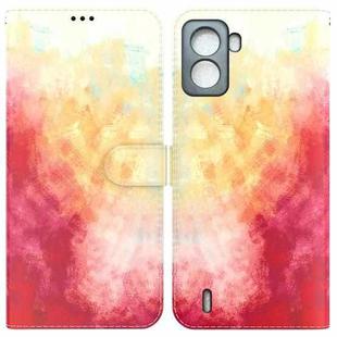 For Tecno Pop 6 No Fingerprints Watercolor Pattern Horizontal Flip Leather Phone Case(Spring Cherry)