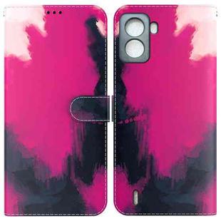 For Tecno Pop 6 No Fingerprints Watercolor Pattern Horizontal Flip Leather Phone Case(Berry Color)