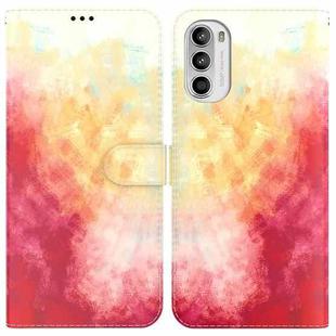 For Motorola Moto G62 5G Watercolor Pattern Horizontal Flip Leather Phone Case(Spring Cherry)