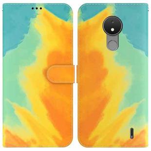 For Nokia C21 Watercolor Pattern Horizontal Flip Leather Phone Case(Autumn Leaf Color)