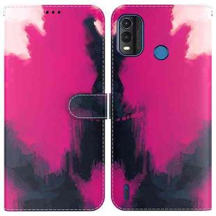 For Nokia G11 Plus Watercolor Pattern Horizontal Flip Leather Phone Case(Berry Color)