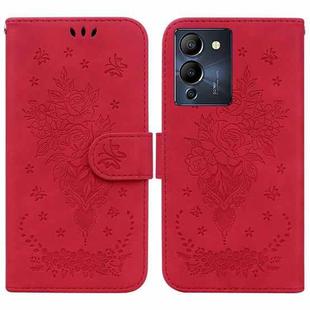 For Infinix Note 12 G96/X670 Butterfly Rose Embossed Leather Phone Case(Red)