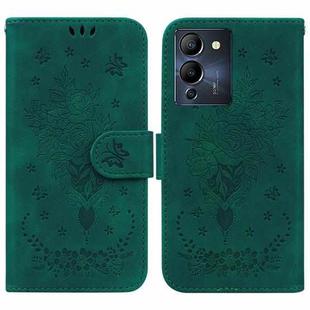For Infinix Note 12 G96/X670 Butterfly Rose Embossed Leather Phone Case(Green)