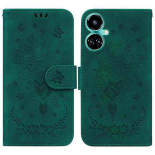 For Tecno Camon 19 Butterfly Rose Embossed Leather Phone Case(Green)