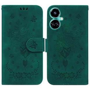 For Tecno Camon 19 Pro 5G Butterfly Rose Embossed Leather Phone Case(Green)